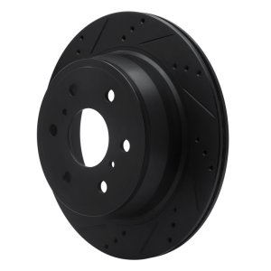 Cadillac Escalade Brake Rotor (1) - Rear Left - R1 Concepts - Drilled & Slotted - Black - `07-`20